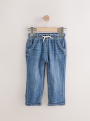 Denim Dark Wash Linen Pull-On Trousers - Image 1 of 3