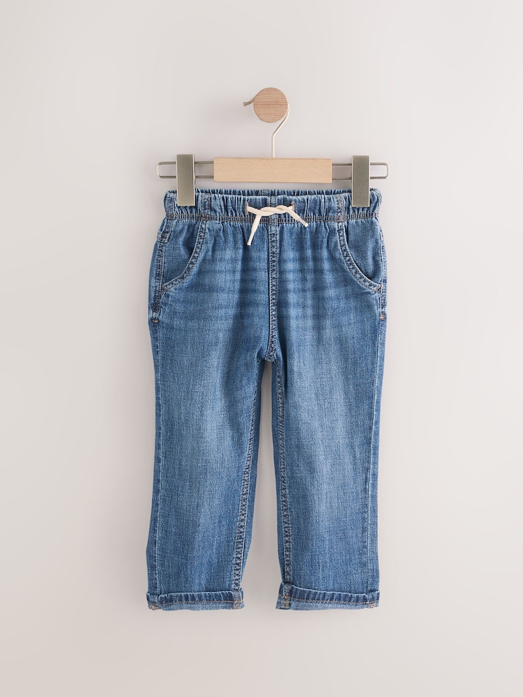 Denim Dark Wash Linen Pull-On Trousers - Image 1 of 3