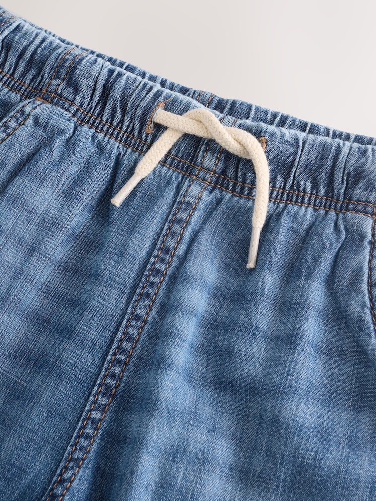 Denim Dark Wash Linen Pull-On Trousers - Image 2 of 3