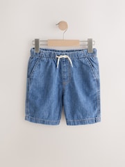 Mid Blue Denim Denim Linen Polo Shorts - Image 1 of 3