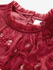 Red Mesh Flower Print  Dress (3mths-7yrs) - Image 4 of 4