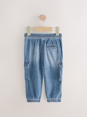 Mid Blue Denim Cargo Linen Trousers - Image 2 of 4