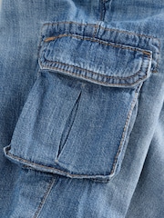 Mid Blue Denim Cargo Linen Trousers - Image 3 of 4