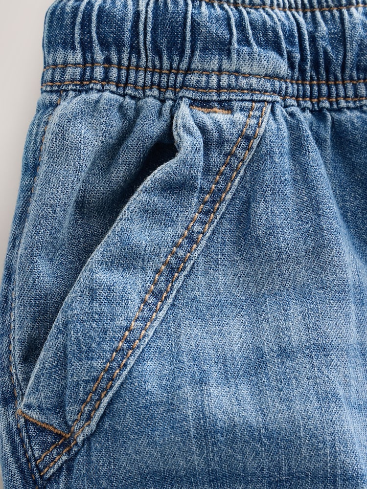 Mid Blue Denim Cargo Linen Trousers - Image 4 of 4