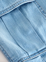 Light Blue Denim Denim Linen Cargo Shorts - Image 3 of 3
