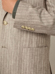 Neutral Cotton Linen Blend Stripe Blazer - Image 5 of 9