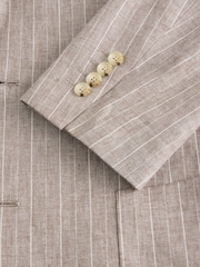 Neutral Cotton Linen Blend Stripe Blazer - Image 6 of 9