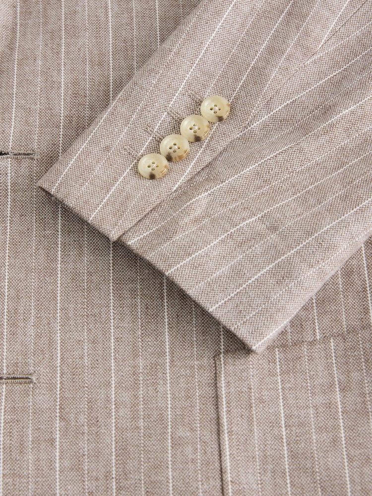 neutre - Blazer rayé en coton et lin mélangés - Image 6 of 9