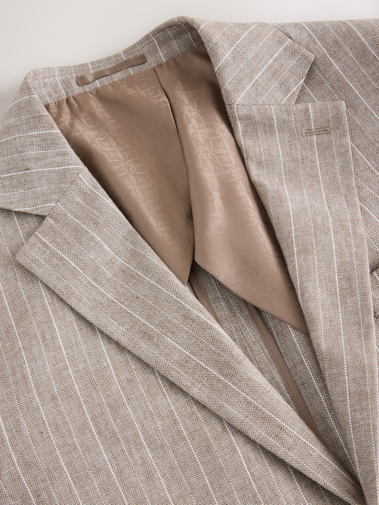 neutre - Blazer rayé en coton et lin mélangés - Image 8 of 9