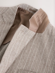 Neutral Cotton Linen Blend Stripe Blazer - Image 9 of 9