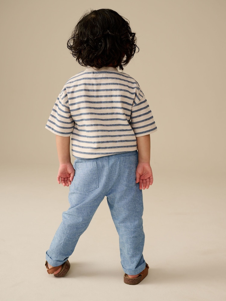Chambray blauw - Linen Blend Trousers (3mths-7yrs) - Image 3 of 8