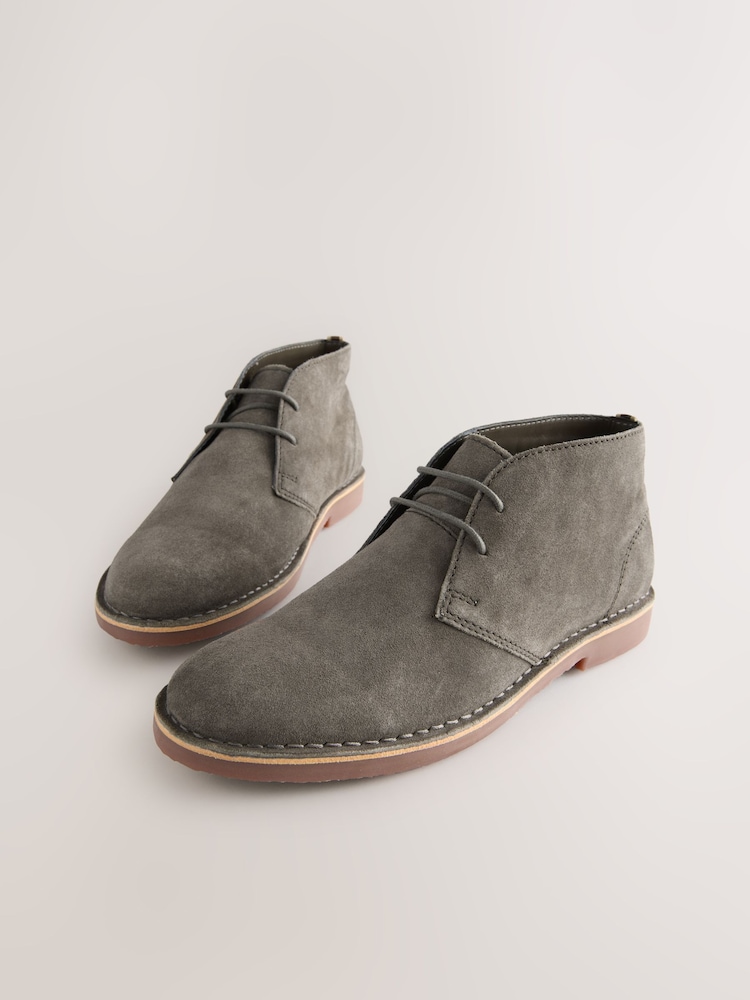 Light Grey Suede Desert Boots - Image 4 of 6