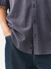 Navy Blue Cotton Tencel Blend Short Sleeve Shirt - Image 4 of 8