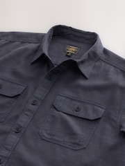 Navy Blue Cotton Tencel Blend Short Sleeve Shirt - Image 7 of 8