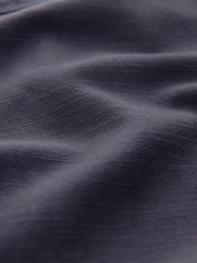 Navy Blue Cotton Tencel Blend Short Sleeve Shirt - Image 8 of 8