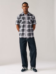 Black & White Short Sleeve Check Twin Pocket Western 100% Cotton Shirt - Image 2 of 8