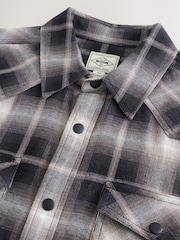 Black & White Short Sleeve Check Twin Pocket Western 100% Cotton Shirt - Image 8 of 8