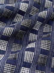 Navy Blue Patchwork Check Short Sleeve Shirt - Image 2 of 3