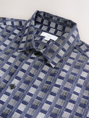 Navy Blue Patchwork Check Short Sleeve Shirt - Image 3 of 3