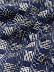 Navy Blue Patchwork Check Short Sleeve Shirt - Image 6 of 7