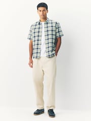 Green 100% Cotton Mineral Short Sleeve Check Shirt - Image 2 of 7