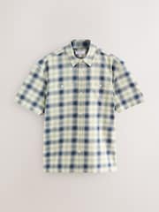 Green 100% Cotton Mineral Short Sleeve Check Shirt - Image 5 of 7