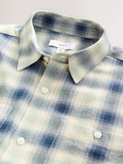 Green 100% Cotton Mineral Short Sleeve Check Shirt - Image 7 of 7