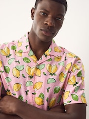 Pink Lemon Fruit Printed Short Sleeve Shirt - Image 1 of 8
