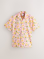 Pink Lemon Fruit Printed Short Sleeve Shirt - Image 6 of 8