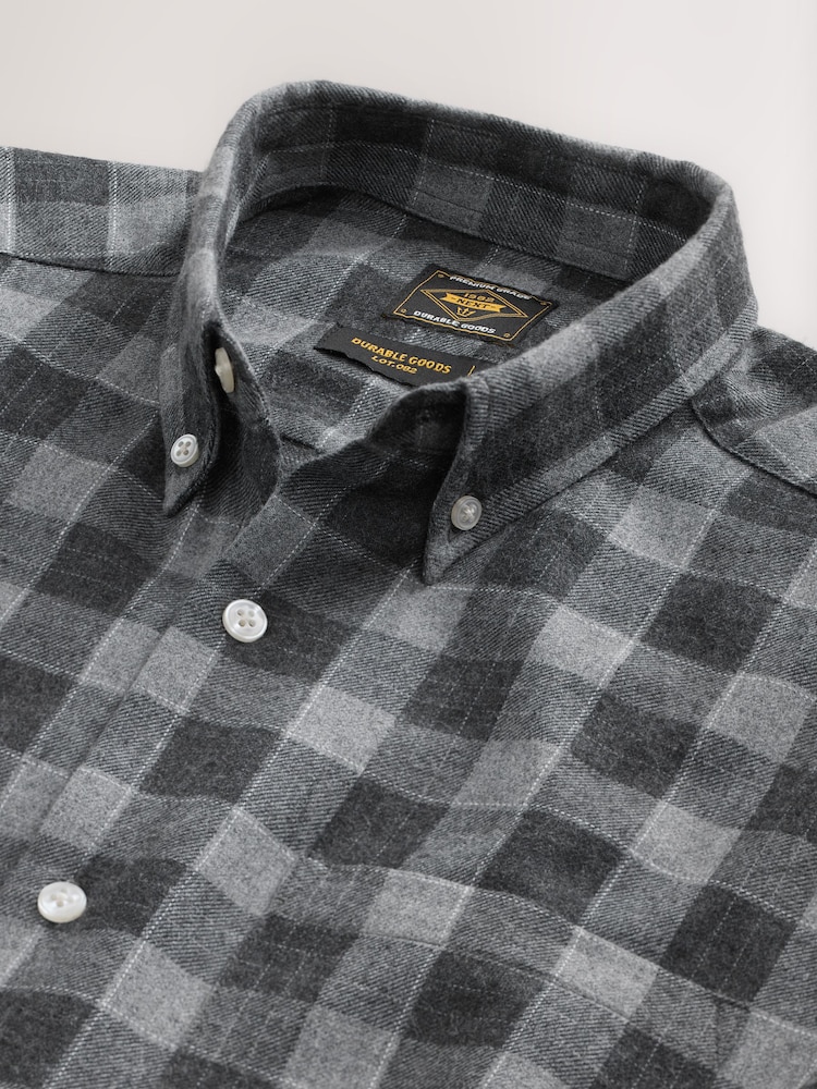 Grey Brushed Check Long Sleeve Shirt - Image 10 of 10