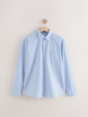 Blue Stripe Poplin Long Sleeve Oxford 100% Cotton Shirt - Image 1 of 3