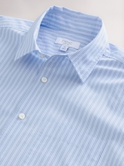 Blue Stripe Poplin Long Sleeve Oxford 100% Cotton Shirt - Image 9 of 9