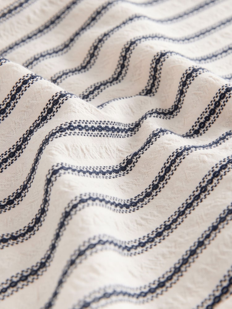 Black/White 100% Cotton Textured Stripe Short Sleeve Shirt - Image 7 of 8