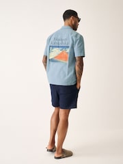 Blue 100% Cotton Hokusai Printed Short Sleeve Shirt - Image 6 of 6