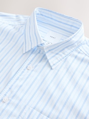 White Stripe Poplin Long Sleeve Oxford 100% Cotton Shirt - Image 10 of 10