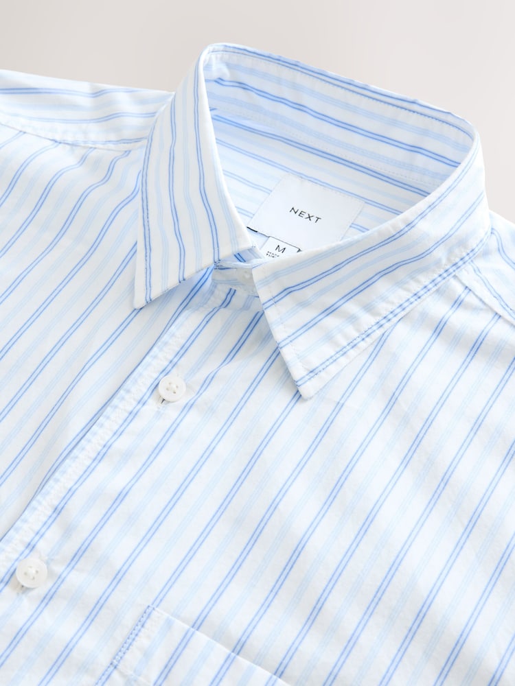White Stripe Poplin Long Sleeve Oxford 100% Cotton Shirt - Image 10 of 10 White Stripe Poplin Long Sleeve Oxford 100% Cotton Shirt - Image 10 of 10
