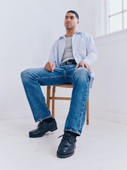 White Stripe Poplin Long Sleeve Oxford 100% Cotton Shirt - Image 4 of 10