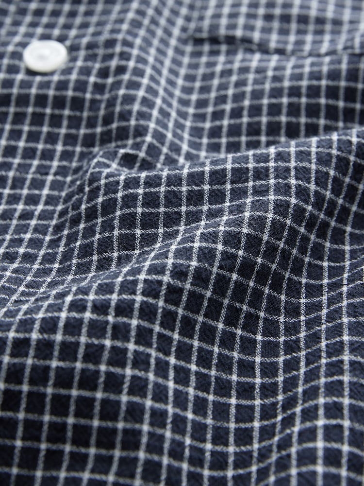 Navy Blue Check Long Sleeve Shirt - Image 10 of 10