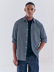 Navy Blue Check Long Sleeve Shirt - Image 2 of 10