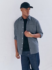 Navy Blue Check Long Sleeve Shirt - Image 3 of 10
