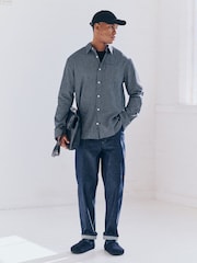 Navy Blue Check Long Sleeve Shirt - Image 4 of 10