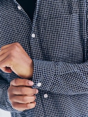 Navy Blue Check Long Sleeve Shirt - Image 7 of 10