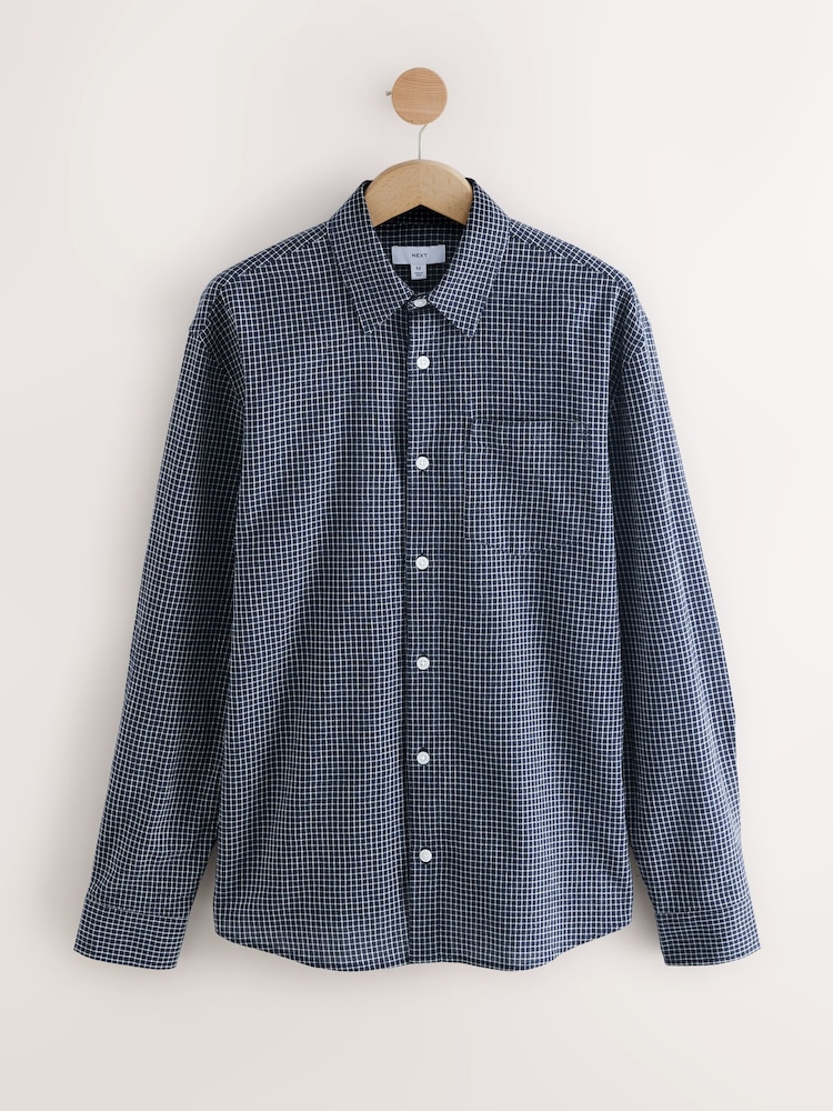 Navy Blue Check Long Sleeve Shirt - Image 8 of 10