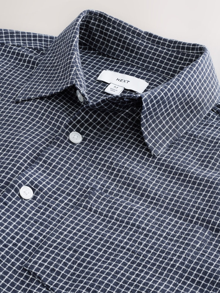 Navy Blue Check Long Sleeve Shirt - Image 9 of 10