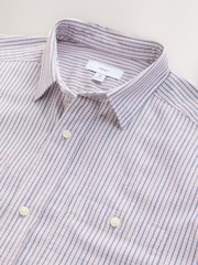 Pink Textured Stripe Short Sleeve 100% Cotton Shirt - Image 2 of 3