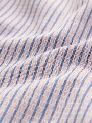 Pink Textured Stripe Short Sleeve 100% Cotton Shirt - Image 3 of 3