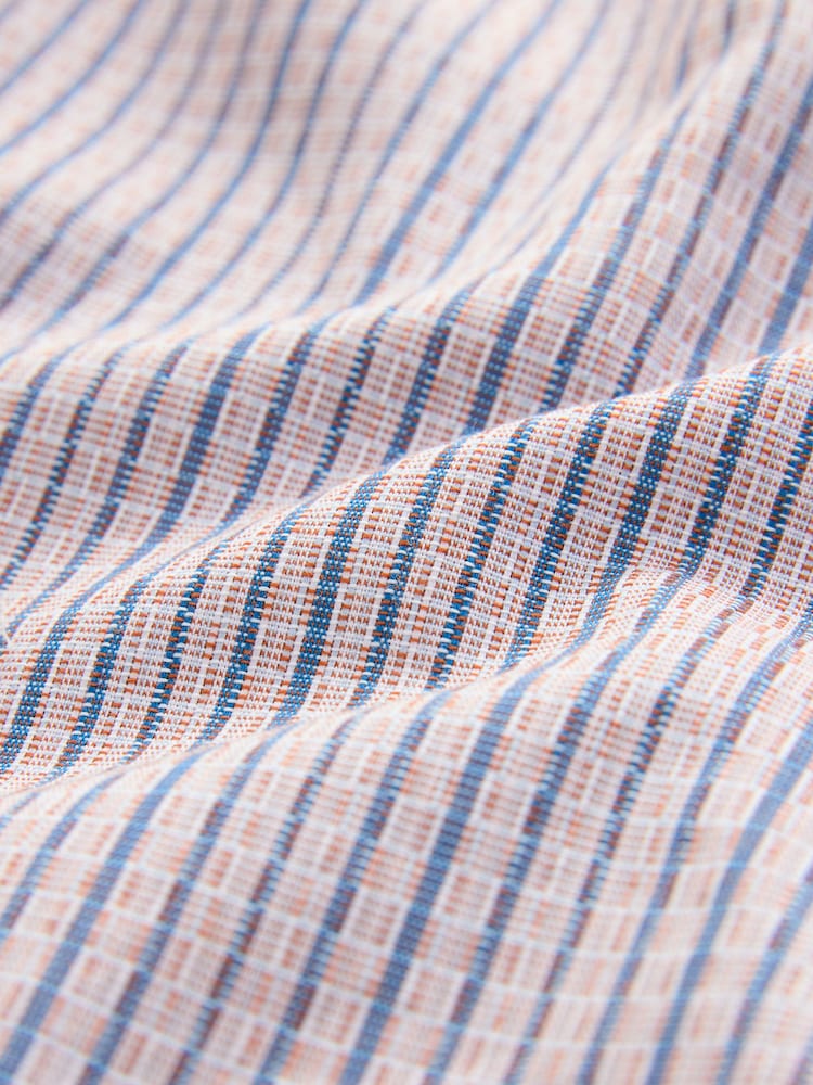 Pink Textured Stripe Short Sleeve 100% Cotton Shirt - Image 3 of 3