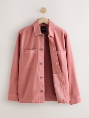 Clay Red 100% Cotton Contrast Stitch Shacket Jacket - Image 5 of 8