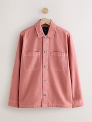 Clay Red 100% Cotton Contrast Stitch Shacket Jacket - Image 6 of 8