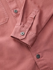 Clay Red 100% Cotton Contrast Stitch Shacket Jacket - Image 7 of 8